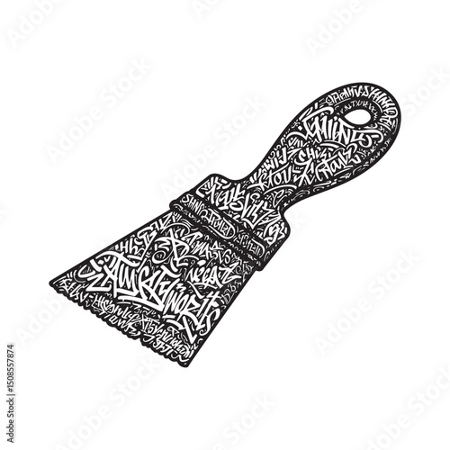 Artistic Putty Knife with Graffiti Vector for Apparel and Mercha