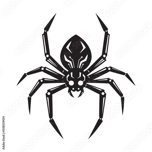 Cyberpunk Spider Vector Icon, A Fusion of Arachnid and Technolog