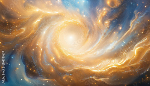 soft pastel anime style breathtaking gold cosmic nebula swirling background