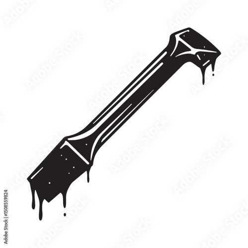 Pry Bar Stencil Dripping Paint Black and White Vector Illustrati