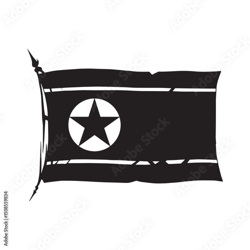 North Korean flag with tribal tattoo design in monochrome for pr
