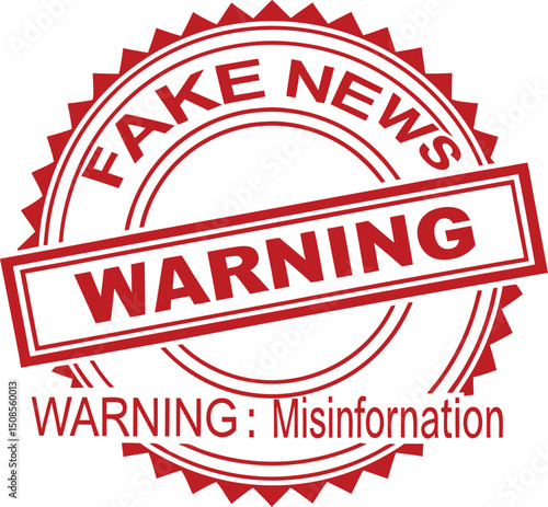 Red "Fake News" Warning Stamp: Misinformation Alert, Important Notice, Urgent Action Required