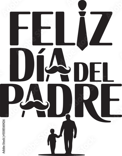 Feliz dia del padre silhouette spanish fathers day vector