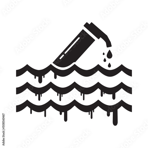 Disturbing water contamination icon showing environmental disast