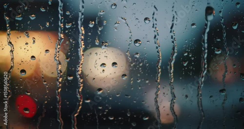 Raindrops on Window with Bokeh Background – Cinematic Rain Close-up
