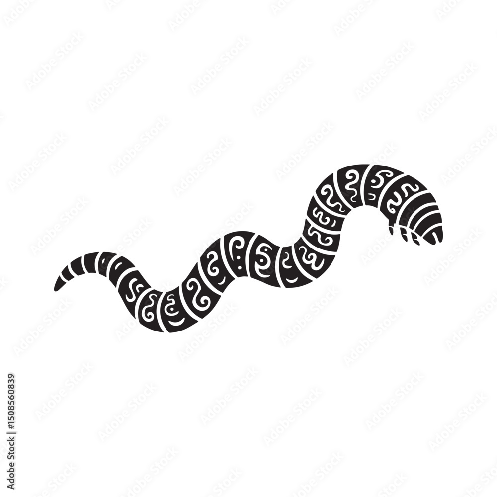 Naklejka premium Unique Earthworm Tribal Tattoo Vector Design for Apparel Prints