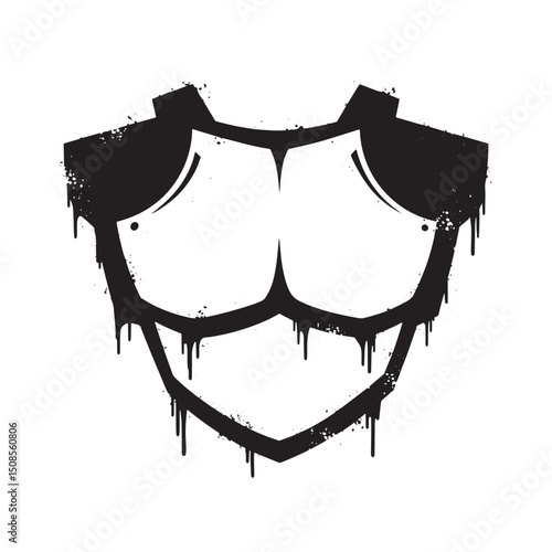 Vector Art of Dripping Stencil Armor Icon for Merchandise Appare