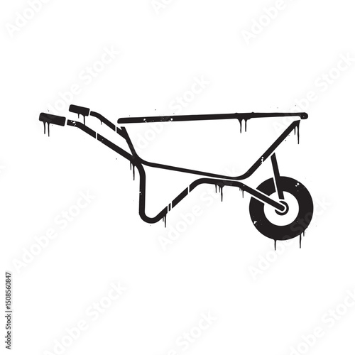 Wheelbarrow stencil dripping paint vector design for merchandise