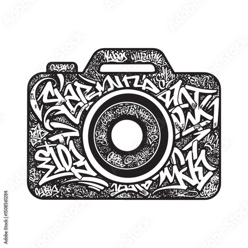 Graffiti Style Camera Vector Illustration for Merchandise Appare