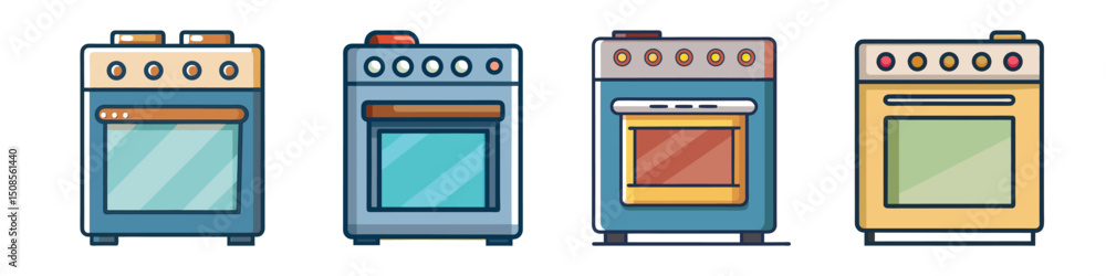 Oven Flat Illustration – Simple Kitchen Appliance Vector in Flat Style Oven Flat Illustration – Simple Kitchen Appliance Vector in Flat Style