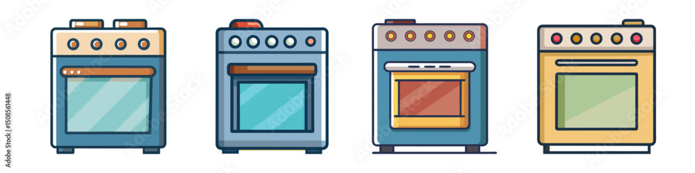Oven Flat Illustration – Simple Kitchen Appliance Vector in Flat Style Oven Flat Illustration – Simple Kitchen Appliance Vector in Flat Style