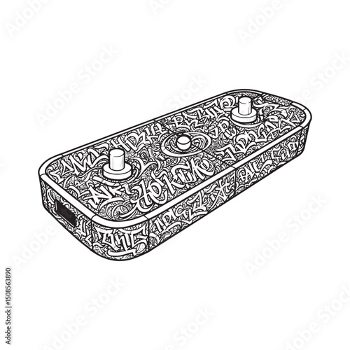 Detailed Black and White Air Hockey Table Vector Illustration wi