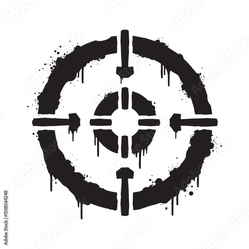 Edgy and Distressed Target Icon with Stencil Dripping Paint Effe