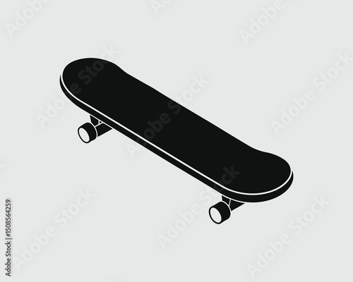 Modern Skateboard Icon Vector,  Black Skateboard Clipart Design