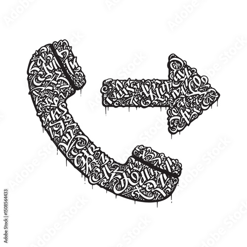 Outgoing Call Icon with Graffiti Elements Vector Illustration De