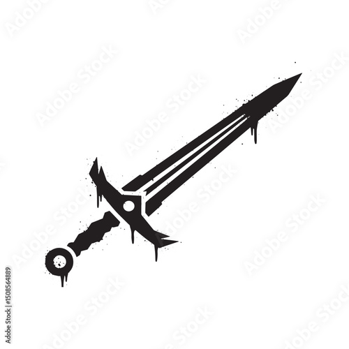 Mordred's Sword Vector with Stencil Dripping Paint Effect for Me