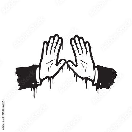 Dynamic High Five Vector Illustration with Paint Drip Stencil De