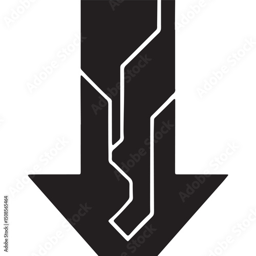 Cyberpunk Precipitate Arrow Icon with Black and White Vector for