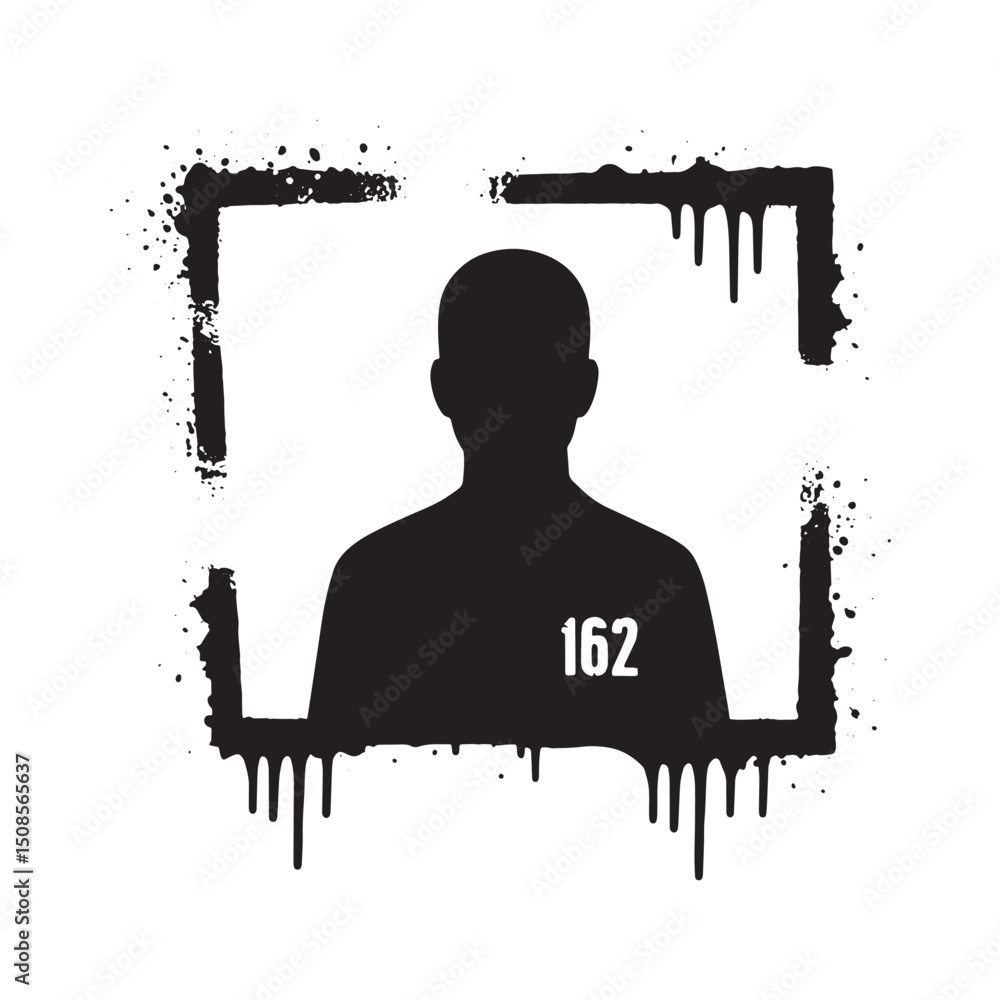 Fototapeta premium Political Prisoner Stencil Art, Dripping Paint Icon for Apparel