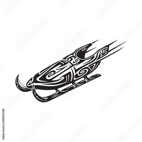Tribal tattoo style luge icon vector for merchandise and apparel