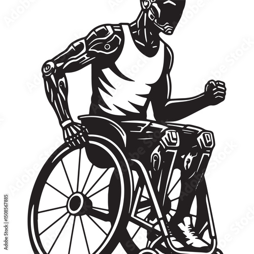 Cyberpunk Para Athletics Icon for Merchandise and Apparel Print