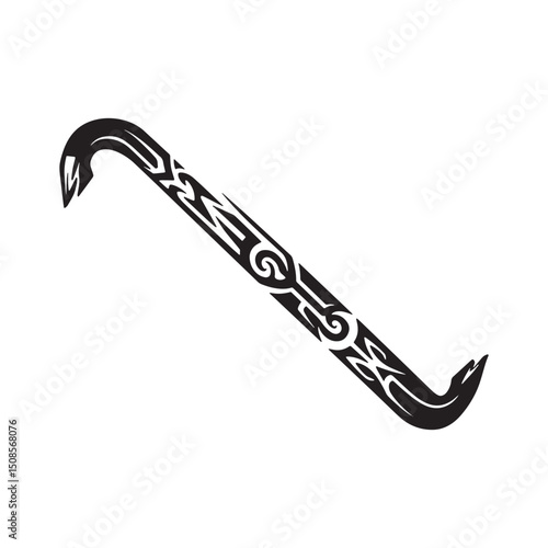 Striking Crowbar Tribal Tattoo Design, Black and White Vector Il