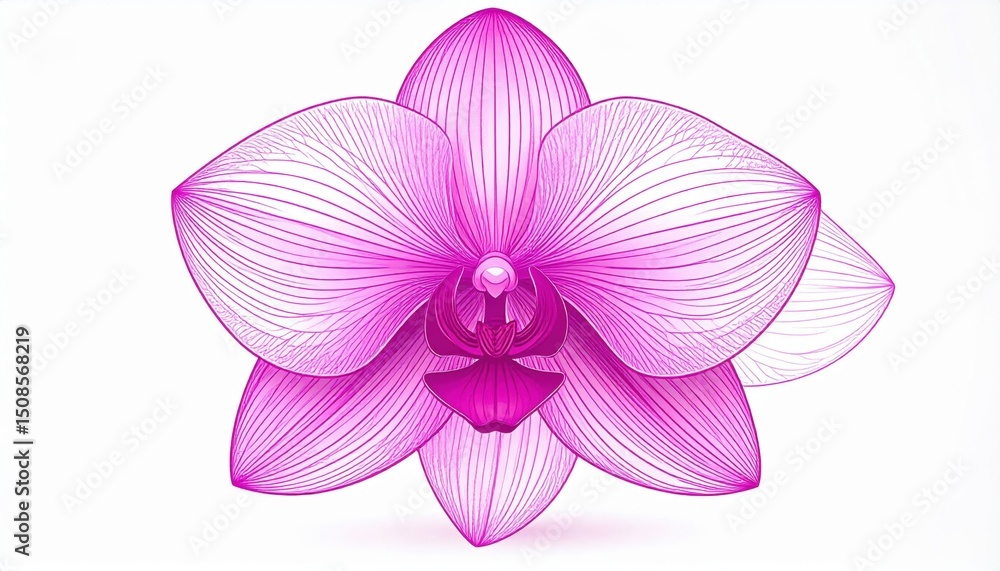 Fototapeta premium Detailed Pink Orchid Illustration