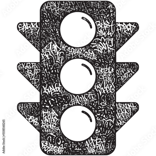 Urban Traffic, A graffiti-infused black and white traffic light
