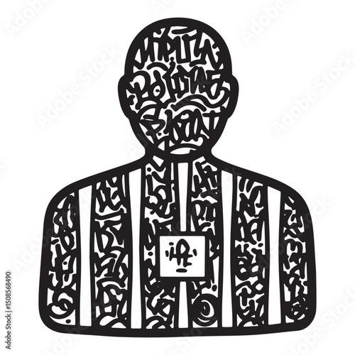 Striking Black and White Graffiti Art of a Political Prisoner Ic
