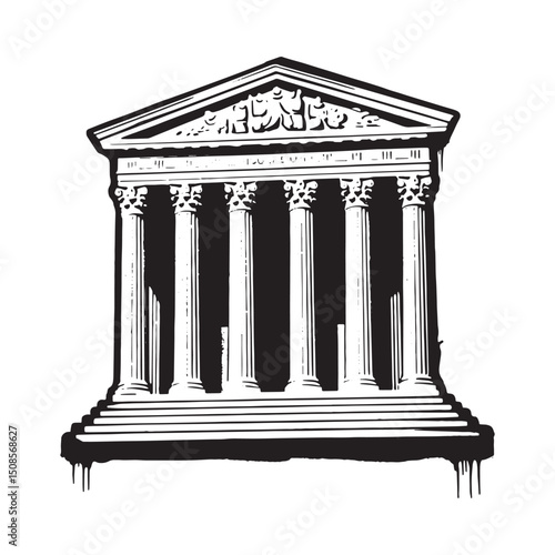 Supreme Court emblem with stencil dripping paint for merchandise