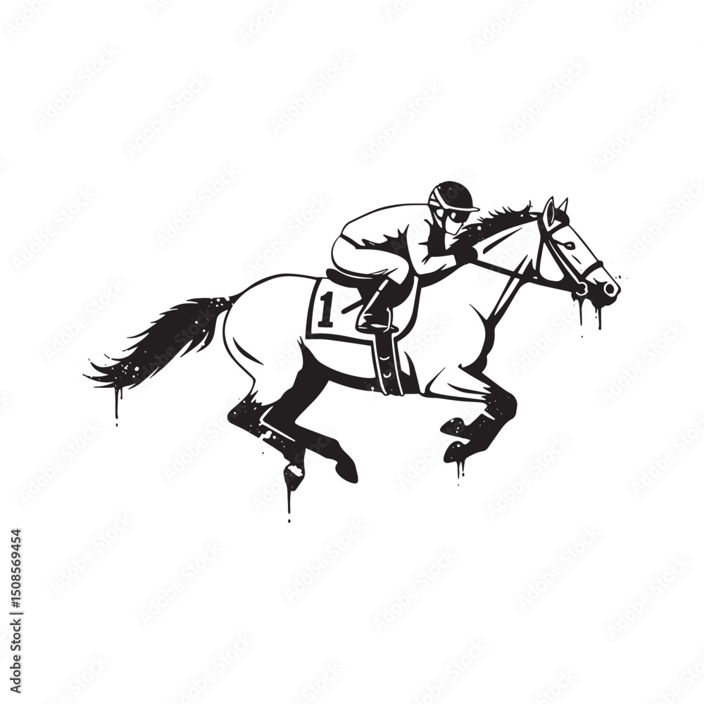 Fototapeta premium Dynamic horse racing stencil vector art perfect for apparel prin