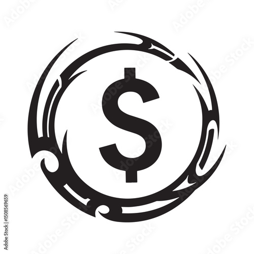 Unemployment Rate Icon Vector Art with Tribal Tattoo Elements