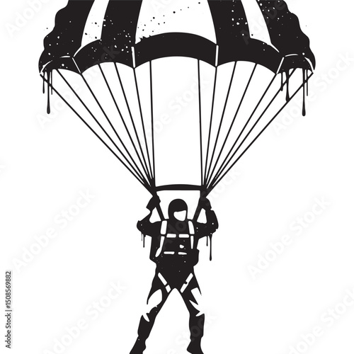 Dynamic Paratrooper Stencil Vector Graphic for Apparel and Merch
