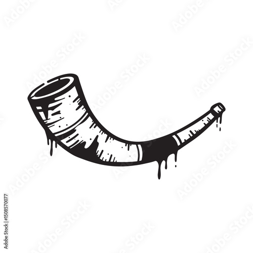 Modern symbolic shofar blowing vector design for festive celebra