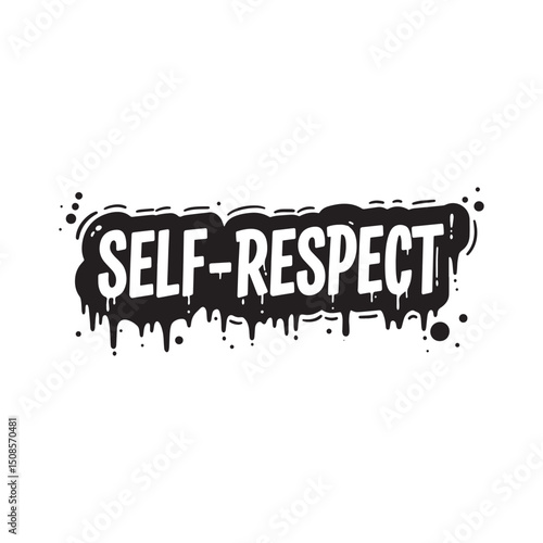 Expressive Self-Respect Icon with Dripping Stencil Paint Design