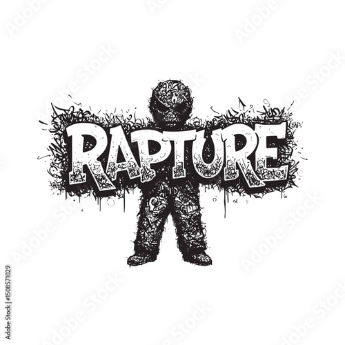 Bold rapture graffiti artwork featuring a unique character illus