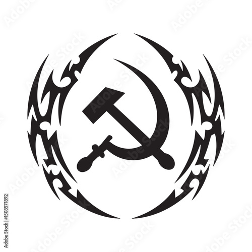 Totalitarian Regime Symbol with Tribal Tattoo Style Vector Desig
