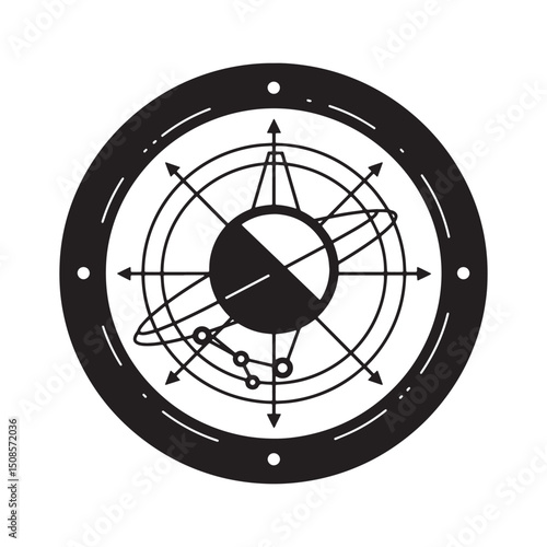 Futuristic Celestial Equator Icon in Cyberpunk Style Illustratio
