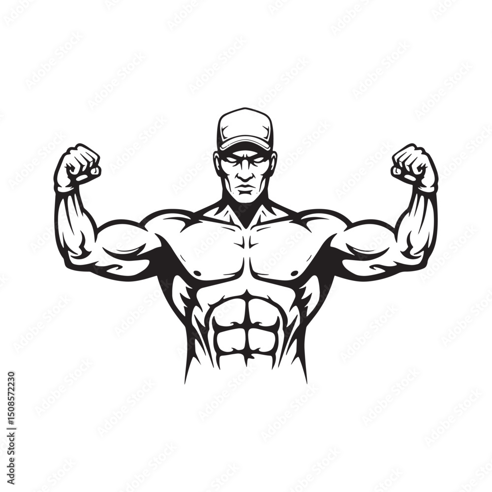 Fototapeta premium Strong Coach Tattoo Vector Illustration for Merchandise and Appa