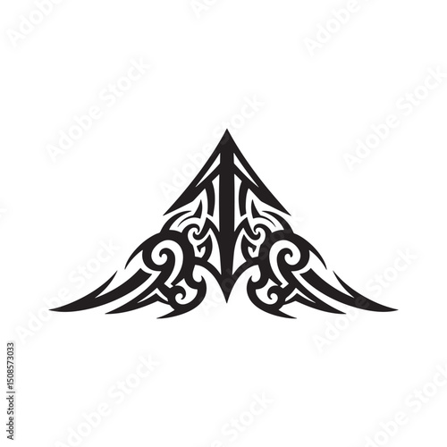 Ascending Node Icon in Tribal Tattoo Style for Merchandise Appar