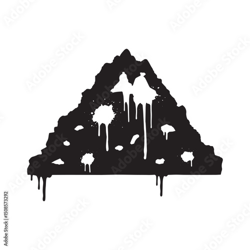 Landfill Icon with Dripping Paint Stencil for Merchandise Appare