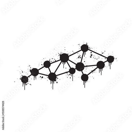 Neural Network Black and White Vector Stencil Drip Paint Apparel