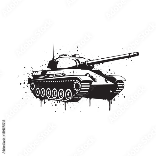 Vector Stencil Tank Icon with Dripping Paint - Merchandise Appar