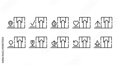 10 Box Delivery Icons – Minimal Vector Set for Shipping, Logistics, and Courier Services