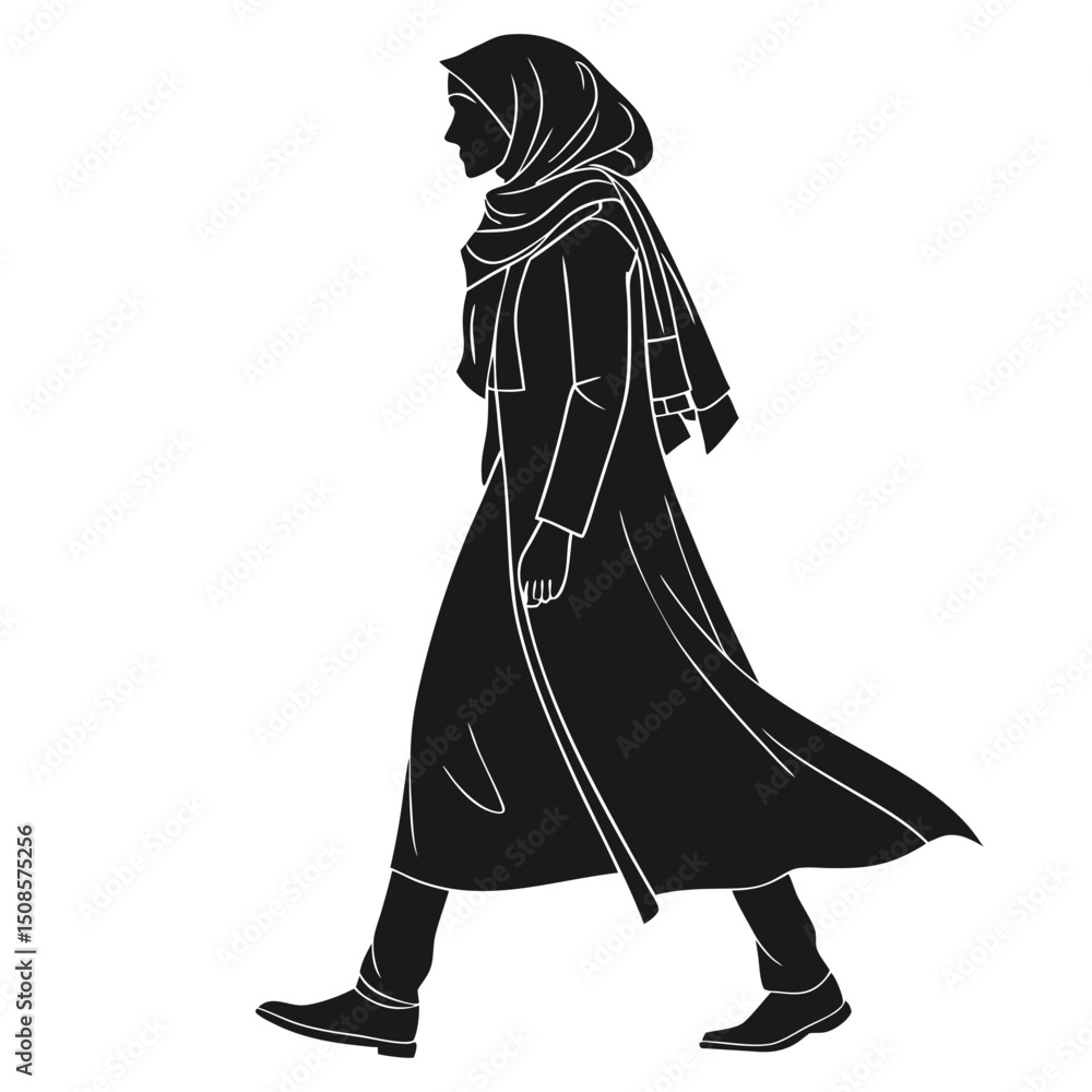 Naklejka premium Silhouette of a Woman in Hijab