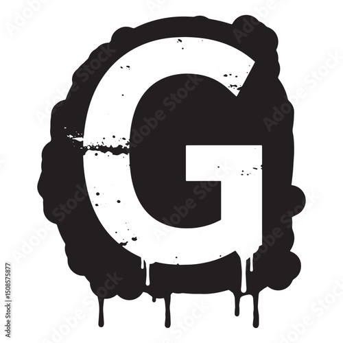 Gravitational Constant Icon with Stencil Dripping Paint, Black a