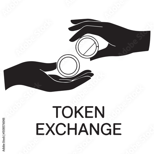 two hands exchange token