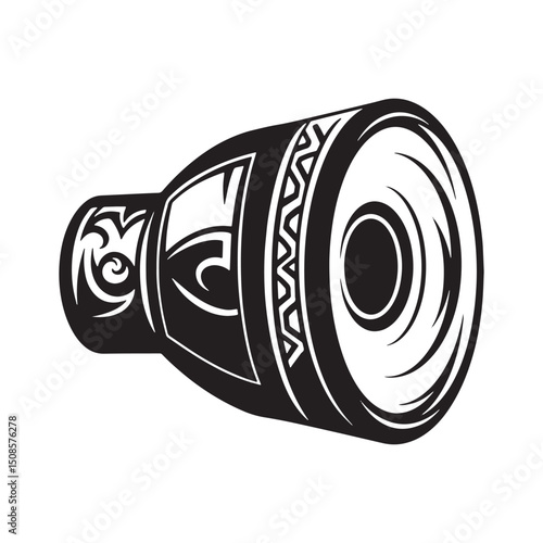 Speaker icon design featuring tribal tattoo elements for unique