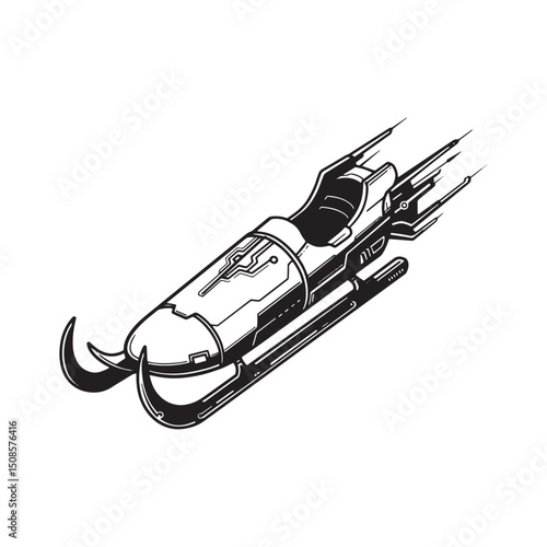 Futuristic Luge Icon with Cyberpunk Flair for Merchandise Appare