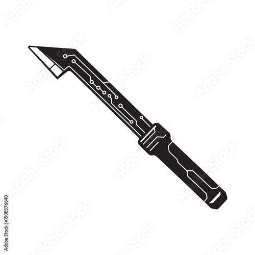 Futuristic Pry Bar Icon with Cyberpunk Style Vector Illustration